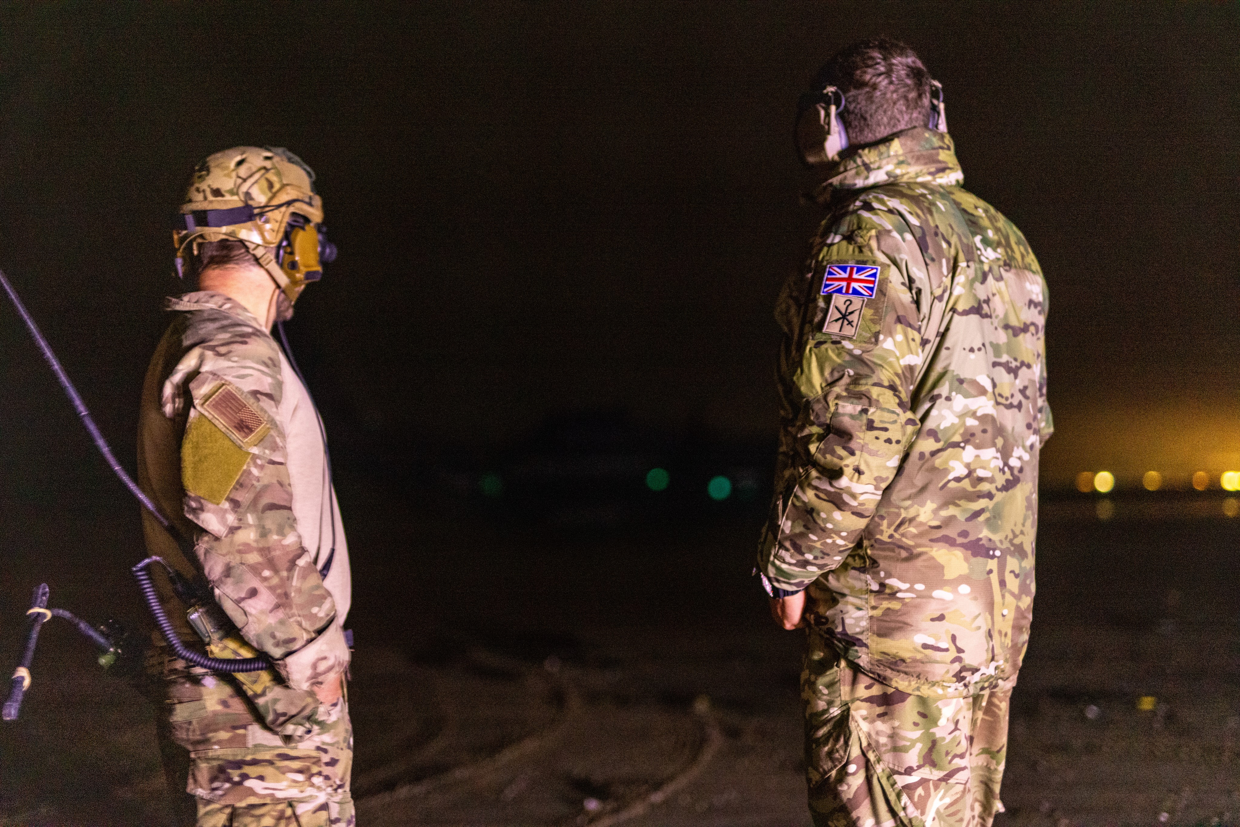 Photo - UK and US personal monitoring night beach landing training at Pembrey Sands